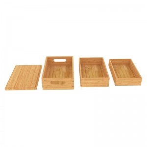 Bamboo storage box with lid and handle