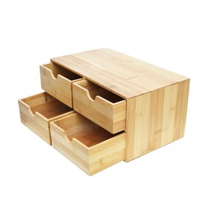 Bamboo Tabletop Storage Organization Box para sa Office Home