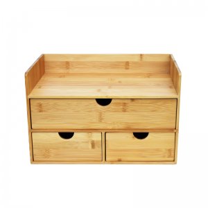 Bamboo Desk Organizer (3 Drawer with Shelf)