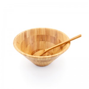 Ensaladera de bambú natural de alta calidad con forma de cono