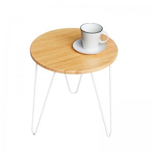 Wholesale Durable Modern Hairpin Leg Round Nature Bamboo Coffe Table