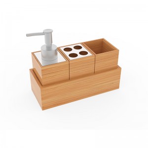 Dispensador de xabón Set de soporte para cepillo de dentes e bambú