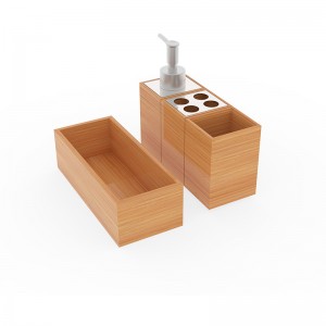 Дозатор за сапун от бамбук и комплект поставки за четки за зъби