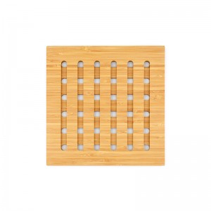 Almohadilla resistente al calor de bambú natural (patrón hueco de figura geométrica)