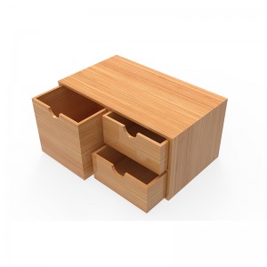 Bamboo Desk Organizer -Mini Bamboo Desk Drawer Tabletop Storage Box