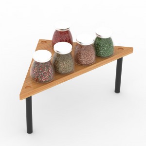 Bamboo carbon steel corner triangle shelf spice rack can be stacked and spliced
