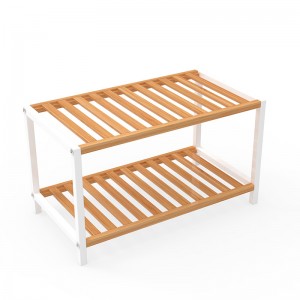 Bamboo carbon steel spice rack-vertical two-tier tableware storage rack