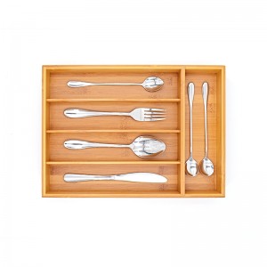 Bamboo Drawer Organizers Kitchen Silverware Organizers with 5 Compartments