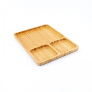 Може да се приспособи чинија за вечера за сервирање Safe Nature Bamboo со 3 прегради