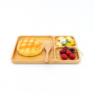 Safe Nature Bamboo Serving Dinner Plate Na May 3 Compartment Maaaring I-customize