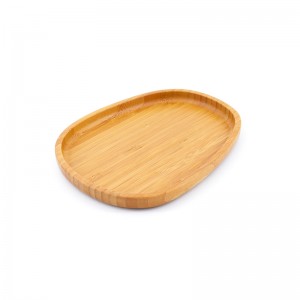 Натурална бамбукова чиния за сервиране в неправилна форма може да бъде персонализирана