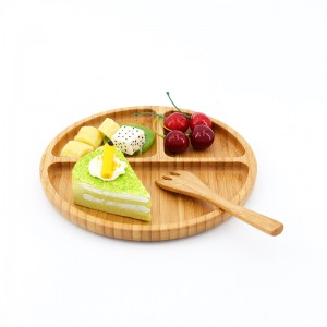 Kuhinjski okrugli poslužavnik za hranu od bambusa može držati salate i deserte