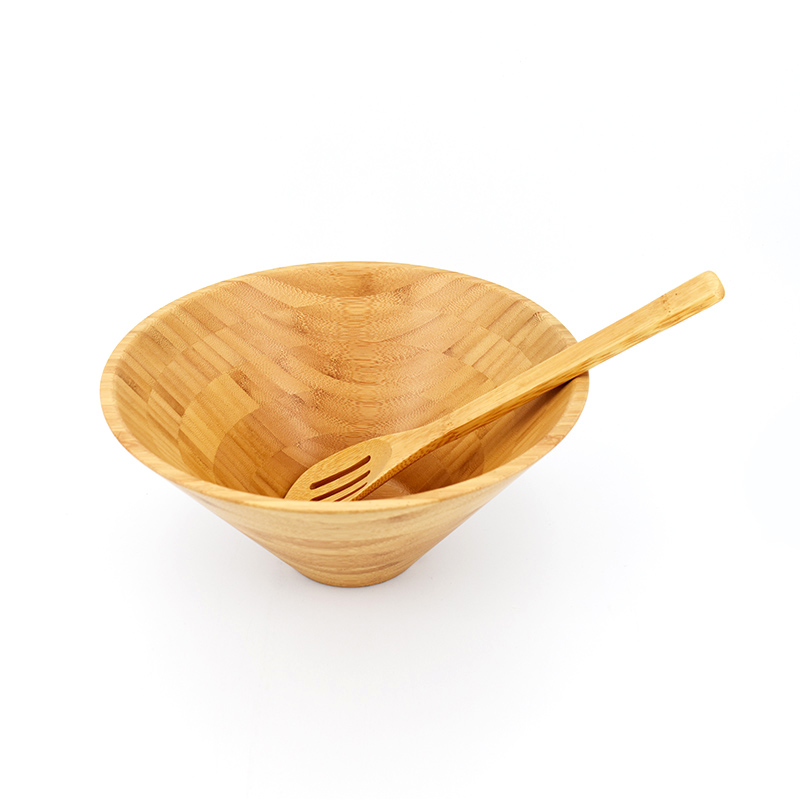 Customizable cone-shaped bamboo large salad bowl