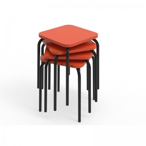 आधुनिक टिकाऊ थोक बांस की लकड़ी और स्टील लेग स्क्वायर स्टूल कुर्सी