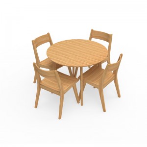 Set di mobili per sala da pranzo in bambù naturale e tavolo e sedie