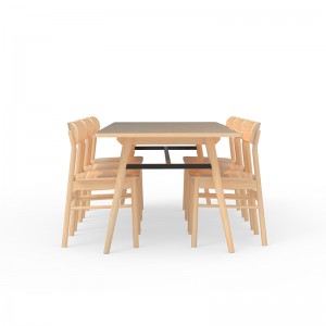 现代耐用长方形竹木餐桌家具