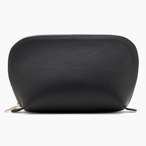 Free sample for China Premium Elegant black Makeup PU Leather Travel Toiletry Cosmetic Bag