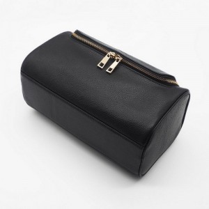 Ladies portable leather cosmetic storage bag