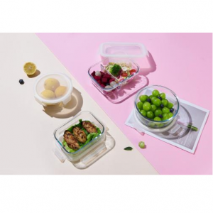 Glass rectangle food container with separate 1.04L LJ-2889