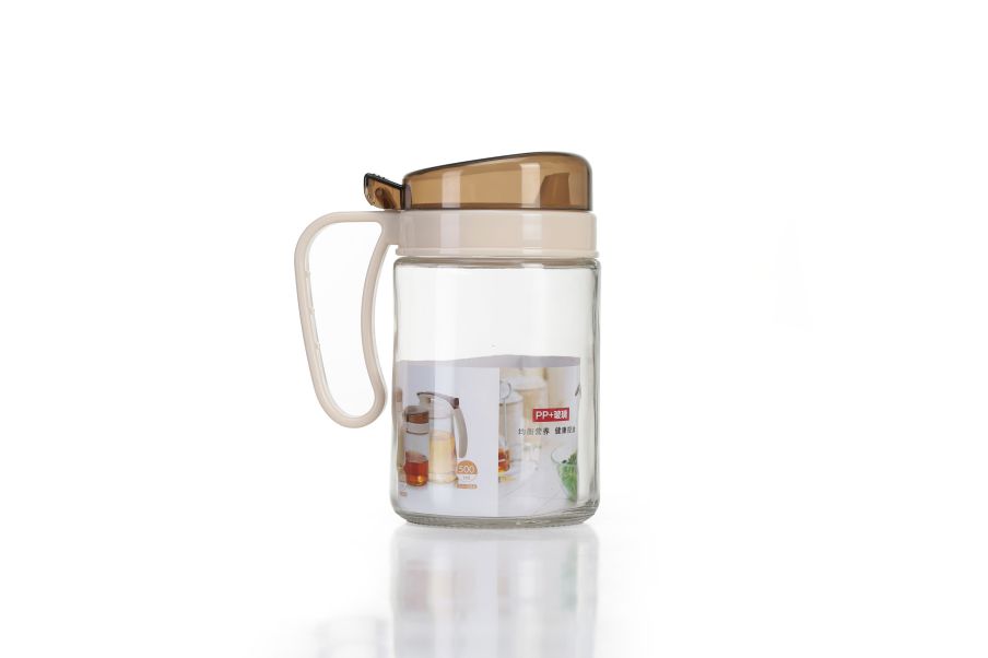 Glass Cooking Oil Container with Flip Lid 520ml