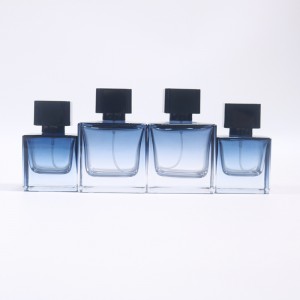Luxus négyzet alakú parfümös üveg 50 ml-es 100 ml-es gradiens színű parfümös üvegpalack