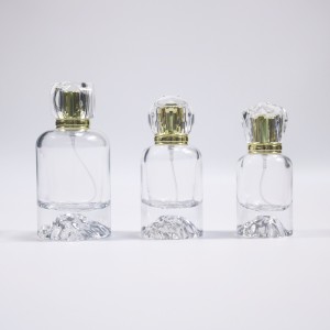 luxus 30 ml 50 ml 100 ml vulkán fenekű kerek üveg parfüm üres palack akril kupakkal