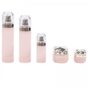 Skin care cosmetic container set ပန်းရောင်ဖန်ဆီ drop essence ပုလင်း