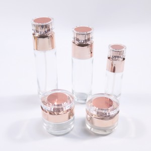 Luxury Unique Pink Glass Cosmetic Face Button Dropper Bottle for Serum and Lotion