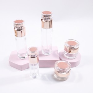 Luxury Unique Pink Glass Cosmetic Face Button Dropper Bottle for Serum and Lotion