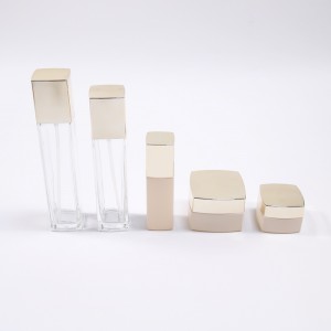 Tilpasset kosmetisk emballasje glass hudpleie produkt beholder sett lotion flaske