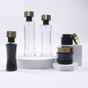 Cosmetic packaging set lotion bottle glass face cream jar skincare bottles and jars