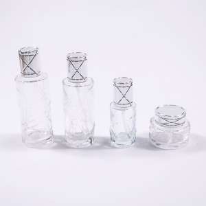 Luxury 100ml empty round glass bottle skincare cosmetics set packaging
