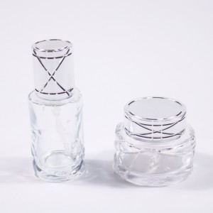 Luxury 100ml empty round glass bottle skincare cosmetics set packaging