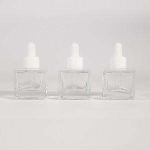 1oz Dropper Bottle Essential Oil glass 30ml serum flat ຮູບສີ່ຫຼ່ຽມມົນ