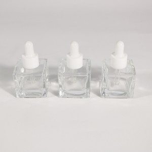1oz Dropper Bottle Essential Oil වීදුරු 30ml serum පැතලි හතරැස් හැඩය