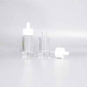 cosmetic dropper bottle 30ml Flat shoulder serum oils glass bottle