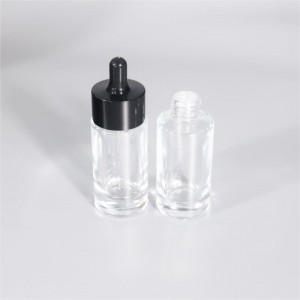 cosmetic dropper bottle 30ml Flat shoulder serum oils glass bottle