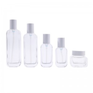 Frosted glass spray lotion bottle cream jar set for cosmetic packaging