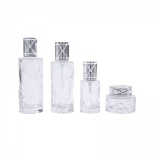 Seti kozmetik për kujdesin e lëkurës me shishe qelqi të rrumbullakët luksoze 100 ml paketim
