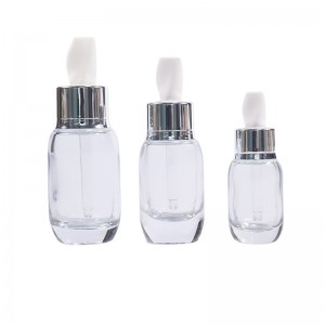 Transparent 30ml Flat Shoulder Cylinder Essential Oiri Glass Drop Bottle