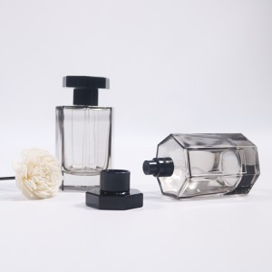 Custom logo hexagonal 100ml gray perfume bottle