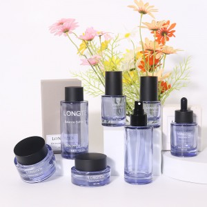 Empty transparent creamy cosmetic glass jar for luxury skincare packaging