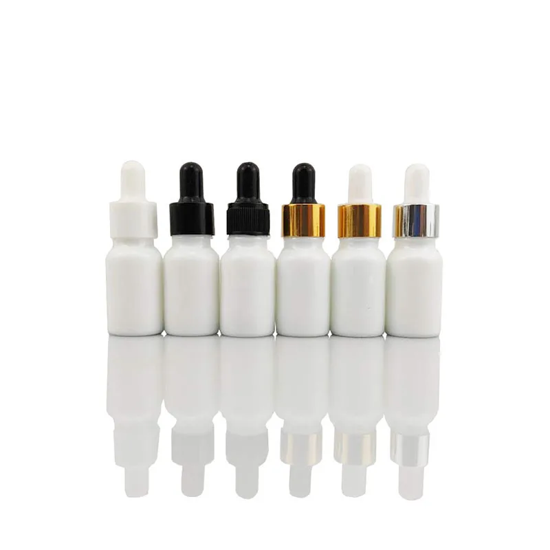 Botella baleira de aceite esencial embalaxe de frasco contagotas de vidro branco