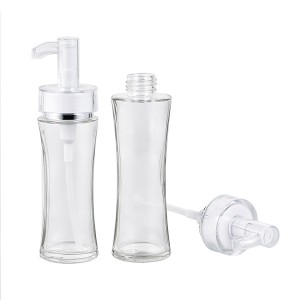 Skin Care Glass Pump Foundation Lotion Bottle With Screw Acrylic Lid