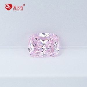 L-cushion princess cut light pink color loose cubic zirconia gemstone