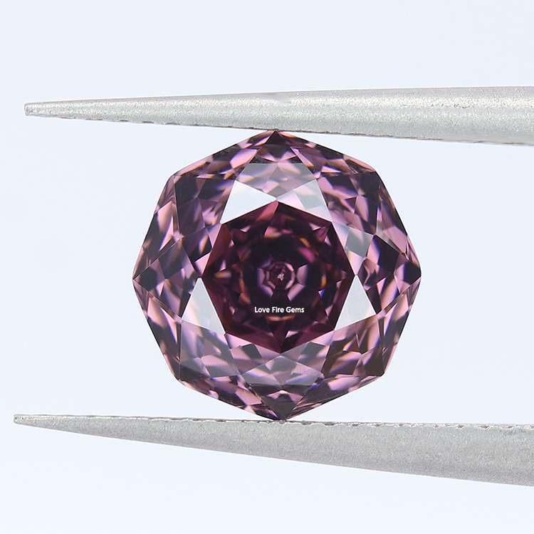 5A purple crystal 2# cz millennium rose cut octagon shape  cubic zirconia