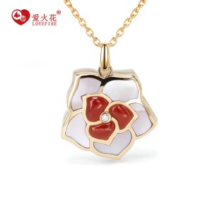 natural mother of pearl flower 18k gold classic charm& pendant
