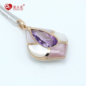 High Quality 18K Gold Amethyst Fine Jewelry Pendants & Charms For Ladies
