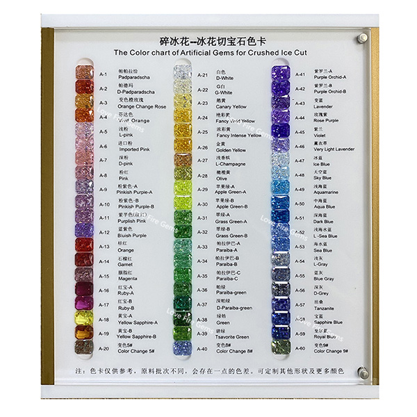 60 colors cz stones 8*10mm octangle shape 4K crushed ice cut cubic zirconia color chart
