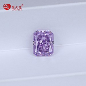 8a zircon pinkish purple color crushed ice radiant cut high carbon cz stones cubic zirconia